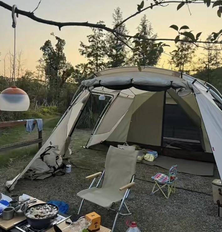 胎女儿躺吊床上面小肚子圆鼓鼓好萌瓦力棋牌明道一家露营吃烤肉2岁二(图7)